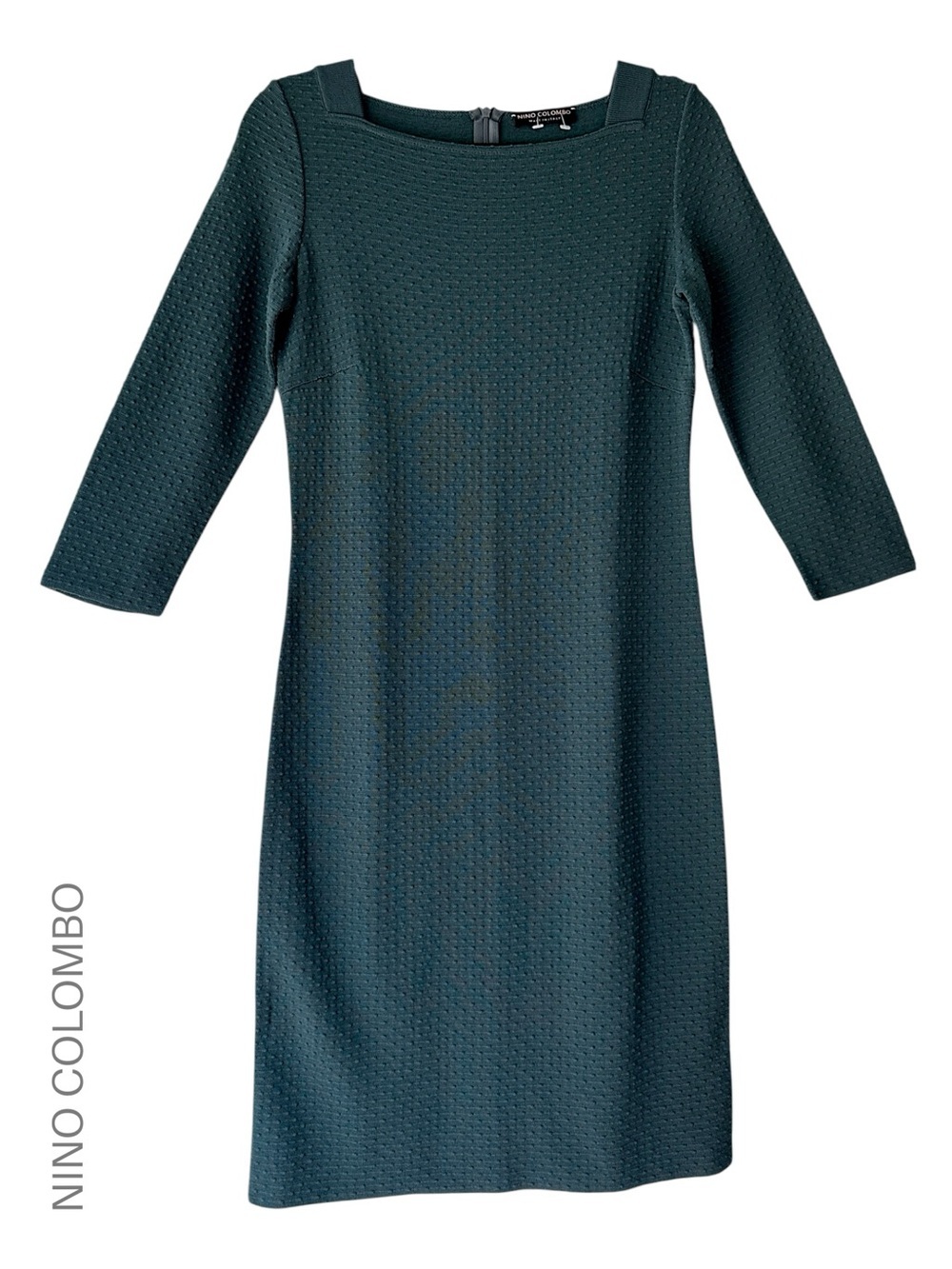 NINO COLOMBO NWOT DARK GREEN FINE MERINO WOOL BLEND SHEATH DRESS ITALY | SIZE 38